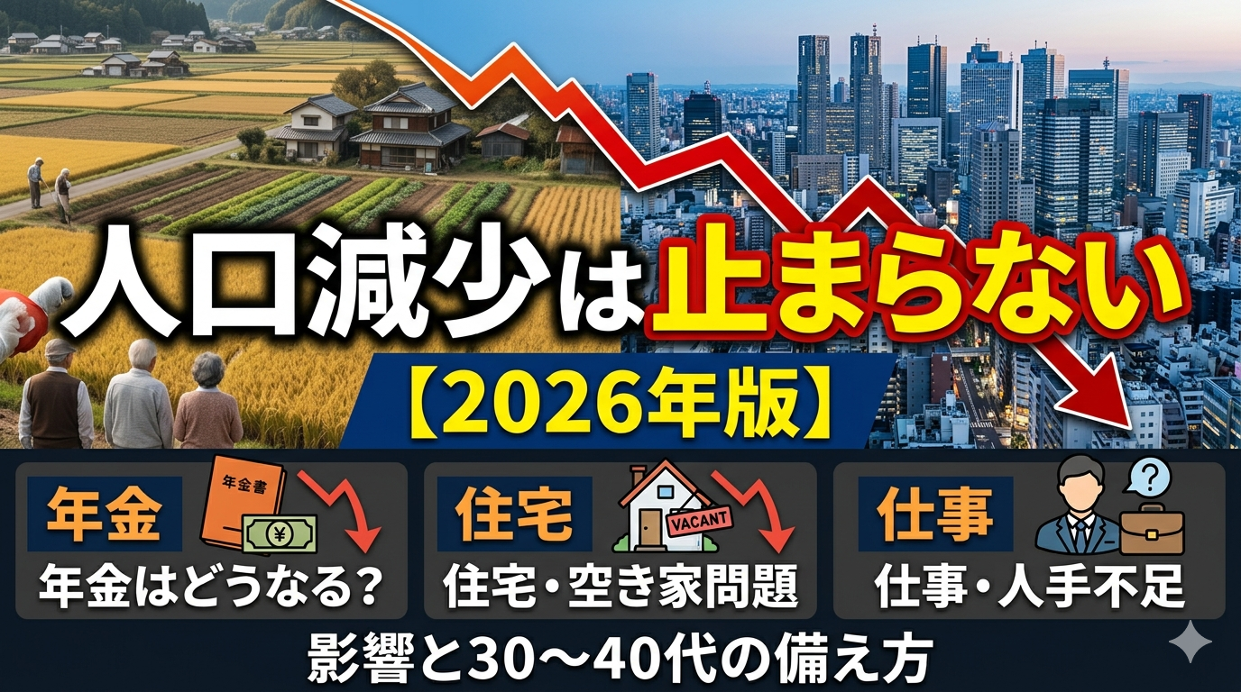 人口減少は止まらない【2026年版】年金・住宅・仕事への影響と30〜40代の備え方